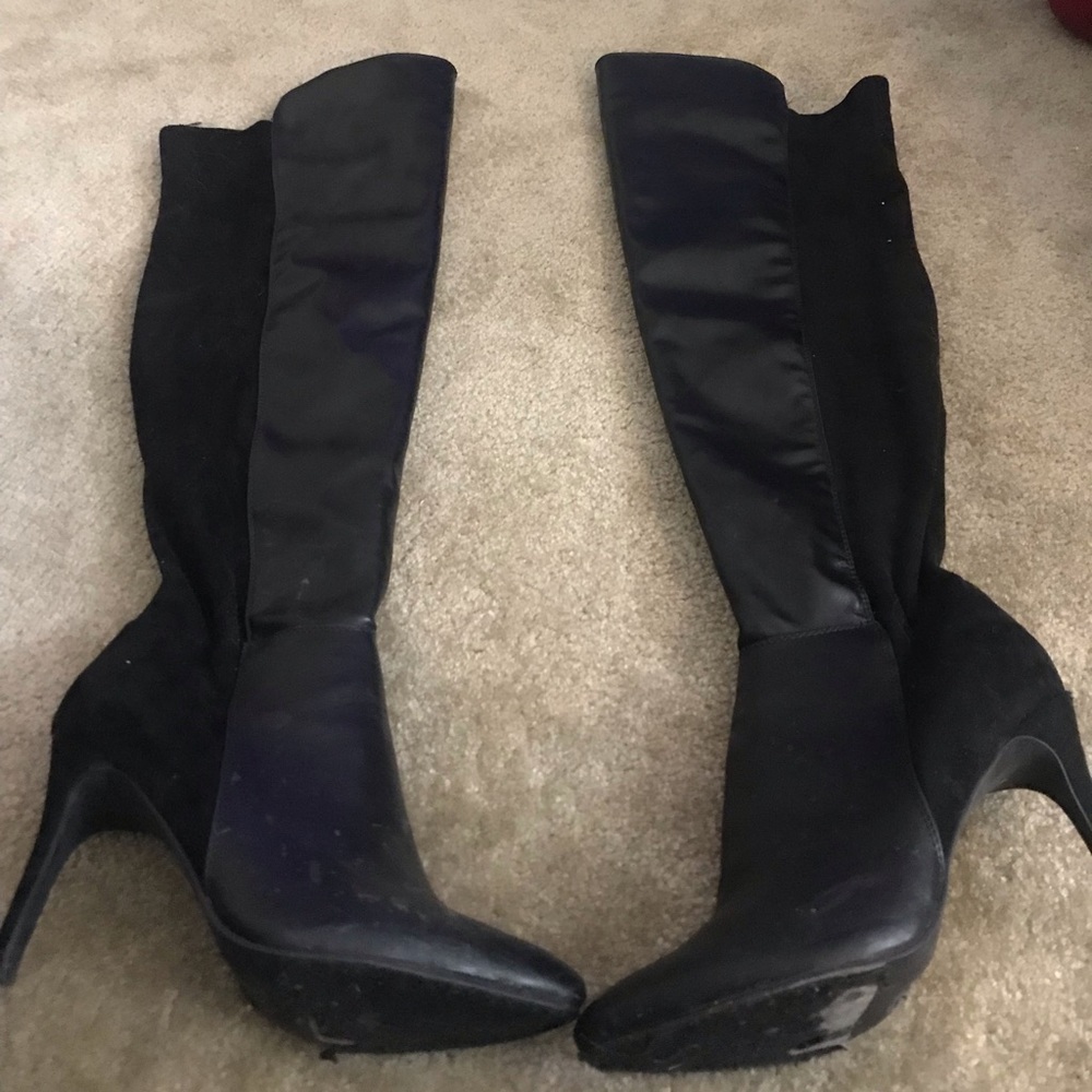 Over the knee high heeled boots